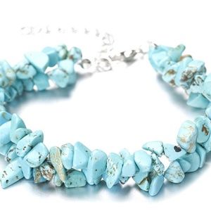 Turquoise Chip Gravel Bead Bracelet 2 levels